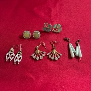 Assorted Women's Earrings Set in Green, White, and Gold